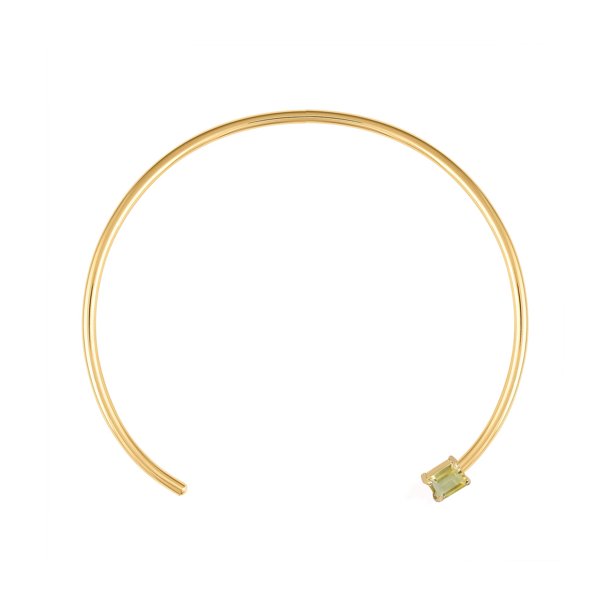 18k Gold Wire Choker with Emerald Cut Light Yellow Citrine