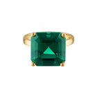 18k Gold Band with Princess Cut Dark Green Quartz Cocktail Ring