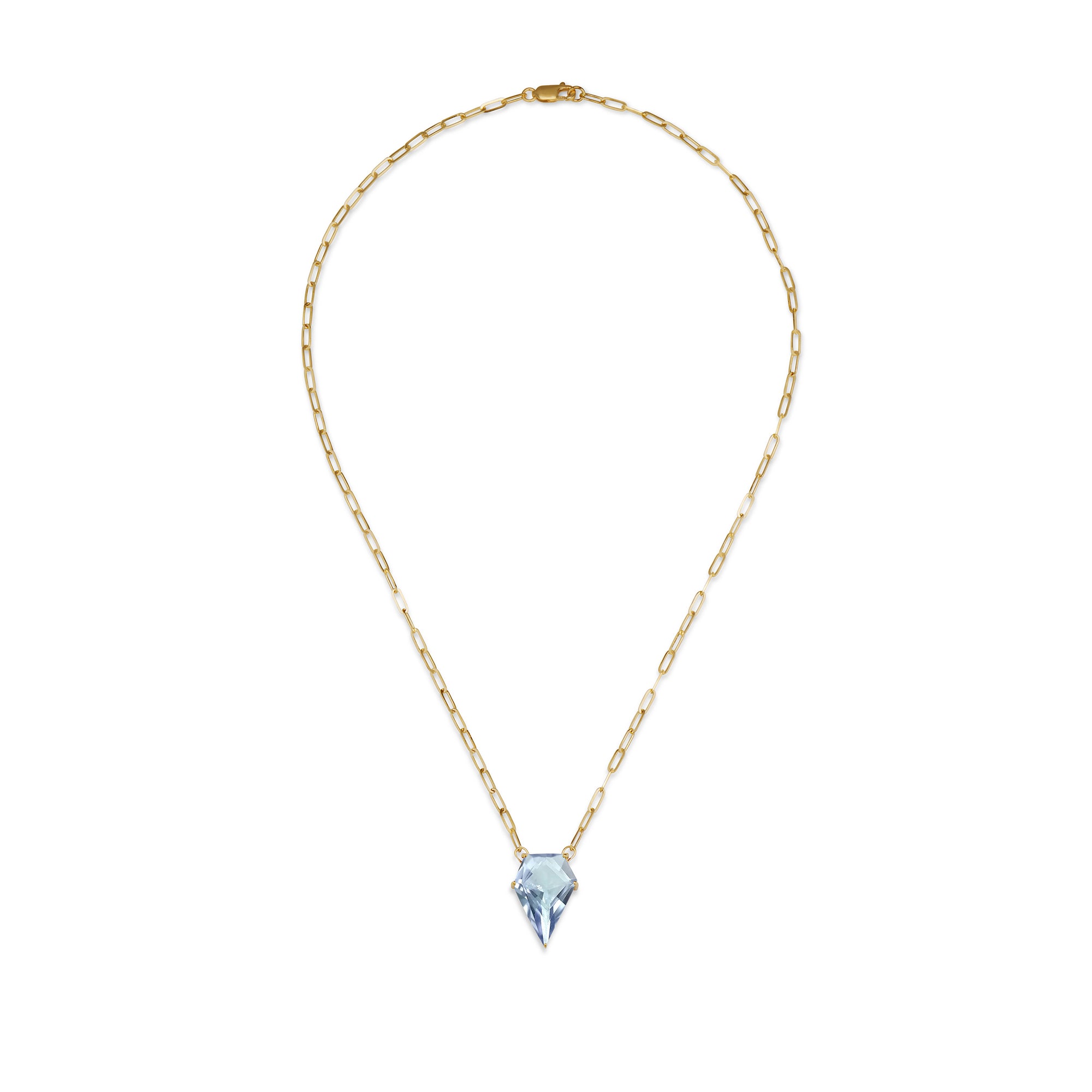 18k Gold Chain with Kite Cut Swiss Blue Topaz