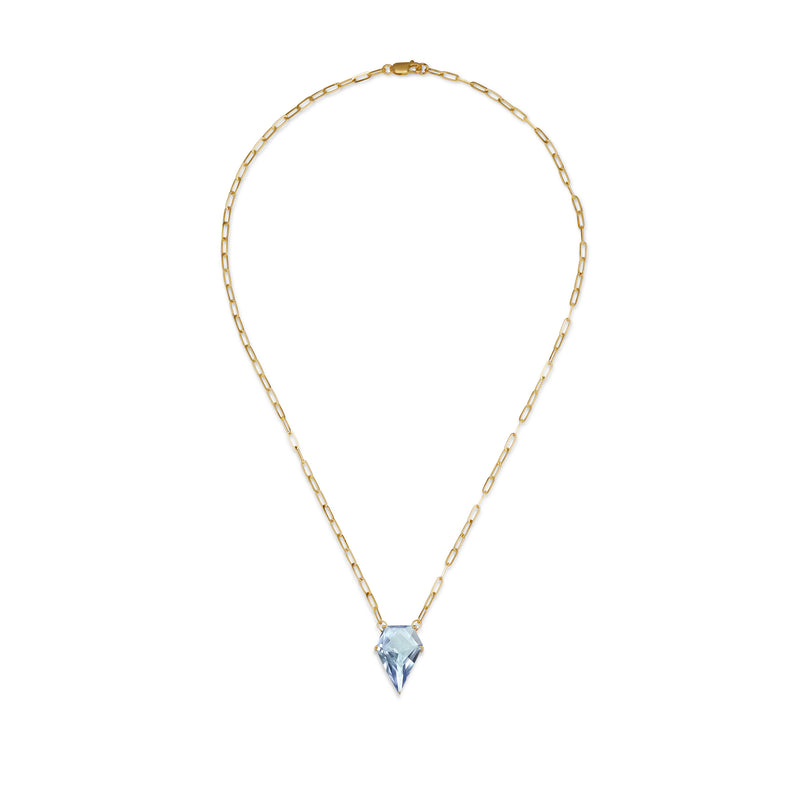 18k Gold Chain with Kite Cut Swiss Blue Topaz