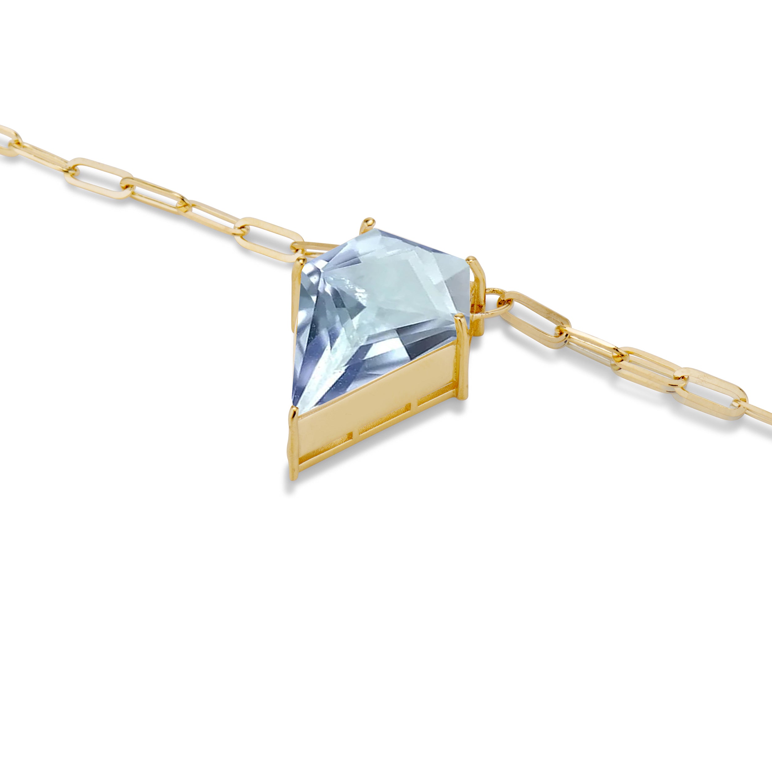 18k Gold Chain with Kite Cut Swiss Blue Topaz