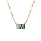 18k Gold Chain with Green Enamel & Paved Diamond Pendant