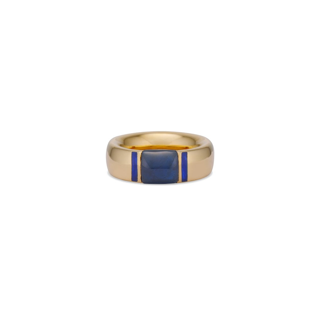 Solid 18k Gold Stacking Ring with Blue Sapphire