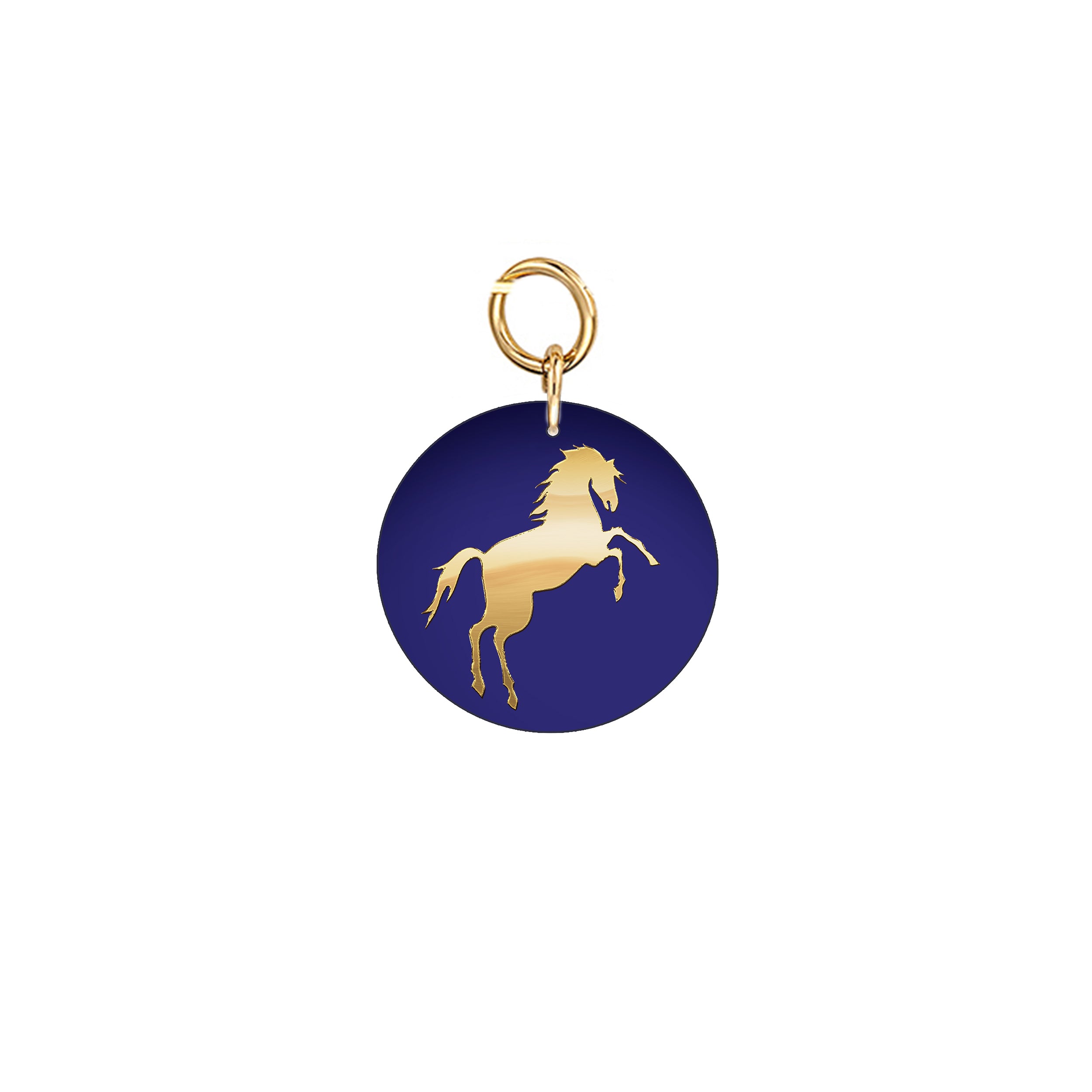 18k Gold Horse Pendant on Lapis Stone Disc