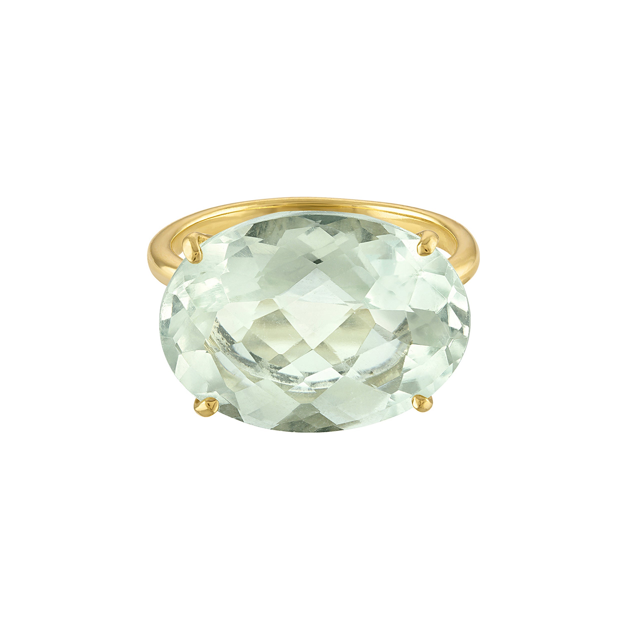 18k Gold Radiant Cut Prasiolite Cocktail Ring