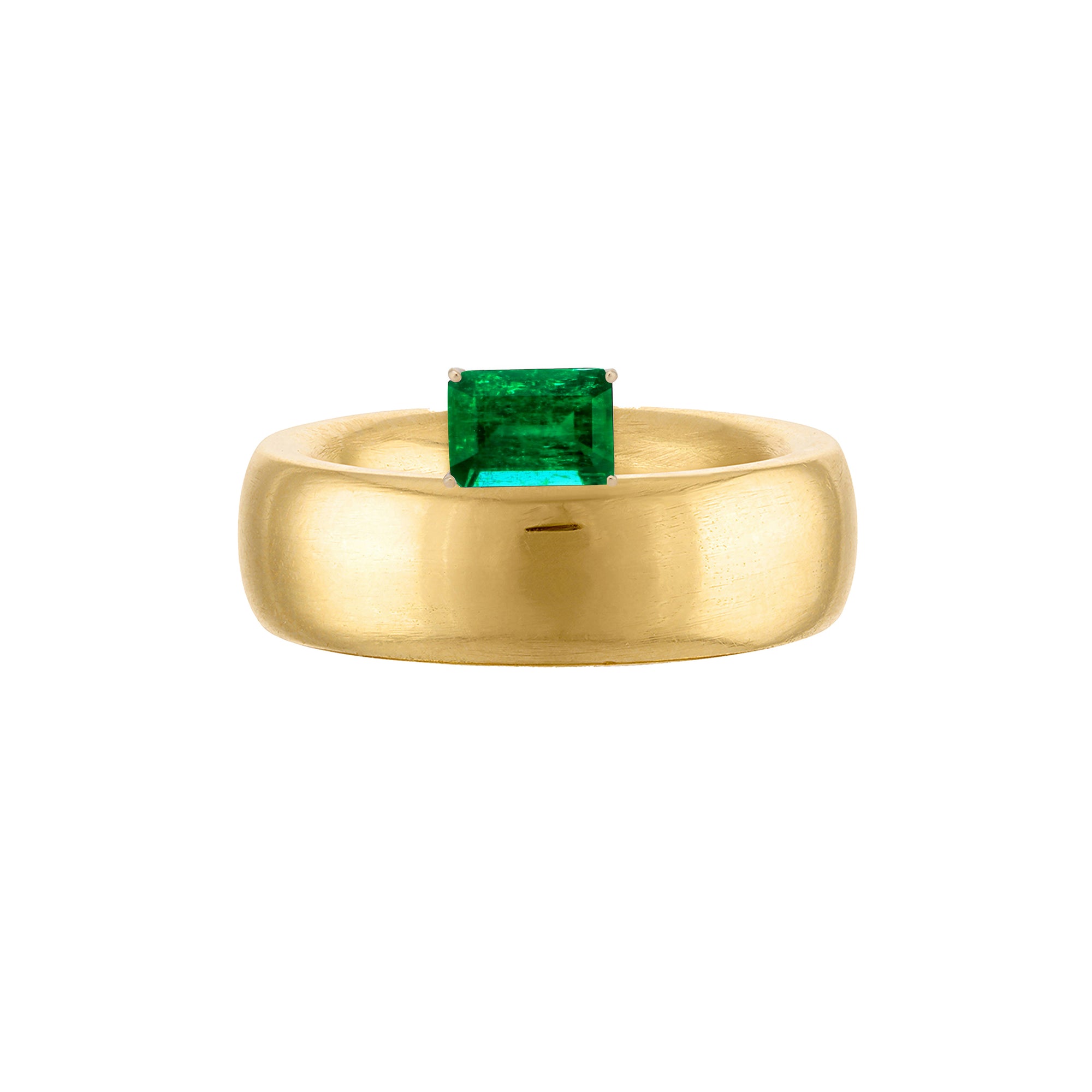 Solid 18k Gold Ring with Emerald Cut Dark Green Quartz