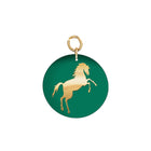 18k Gold Horse Pendant on Green Onyx Stone Disc