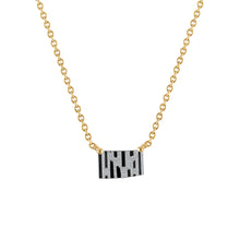 18k Gold Chain with Black Enamel & Paved Diamond Pendant