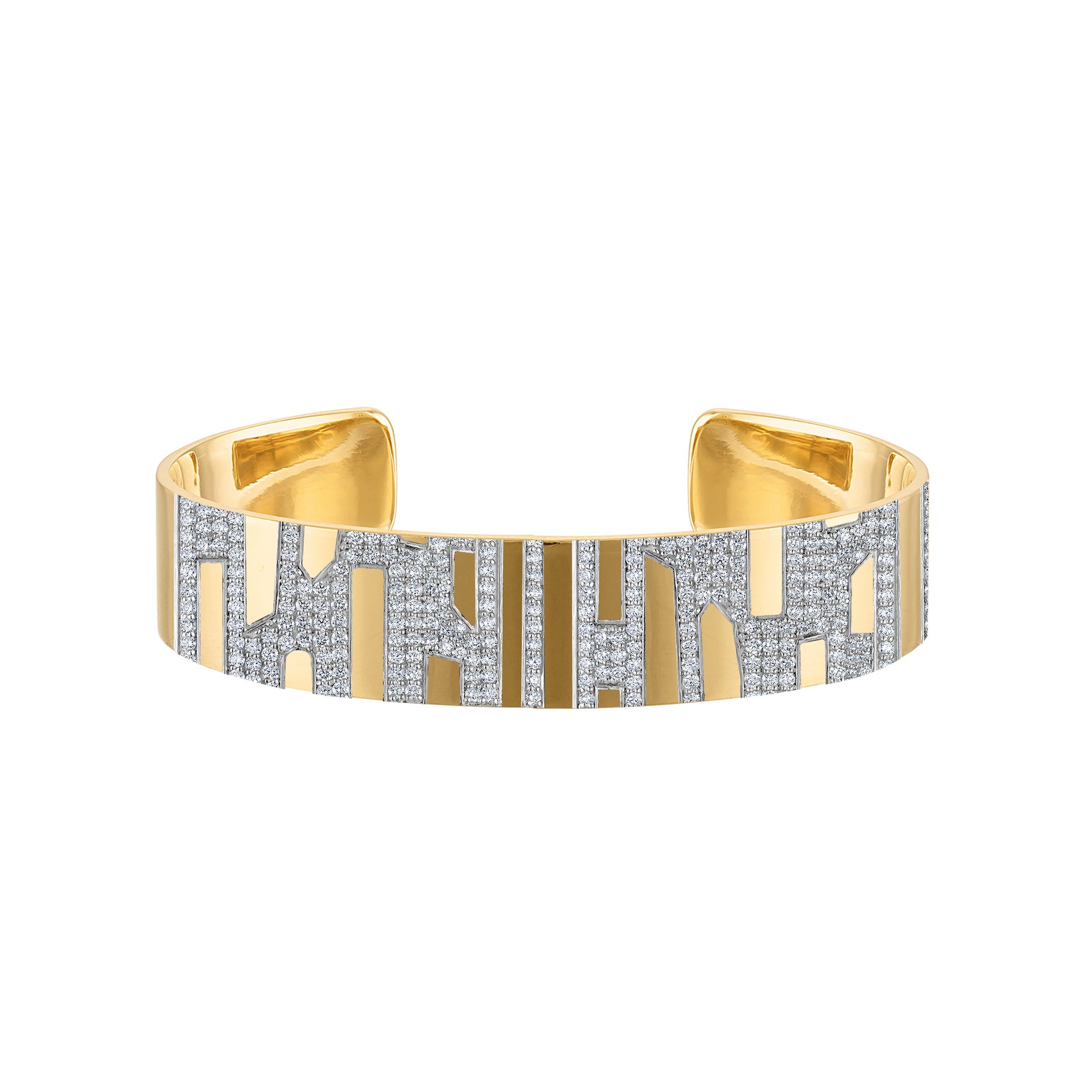 18k Gold Cuff with Paved Diamonds