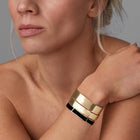 18k Gold 8mm Cuff Bracelets with  Black Enamel