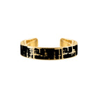 18k Gold 10mm Cuff Bracelets with Black Enamel