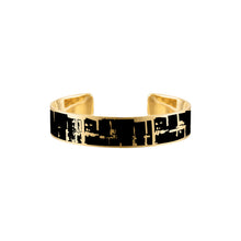 18k Gold 10mm Cuff Bracelets with Black Enamel