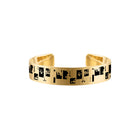 18k Gold 8mm Cuff Bracelets with  Black Enamel