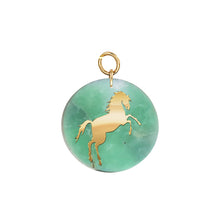 18k Gold Horse Pendant on Chrysoprase Stone Disc