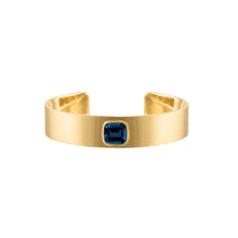 18k Solid Gold Cuff with Cushion Cut Sapphire