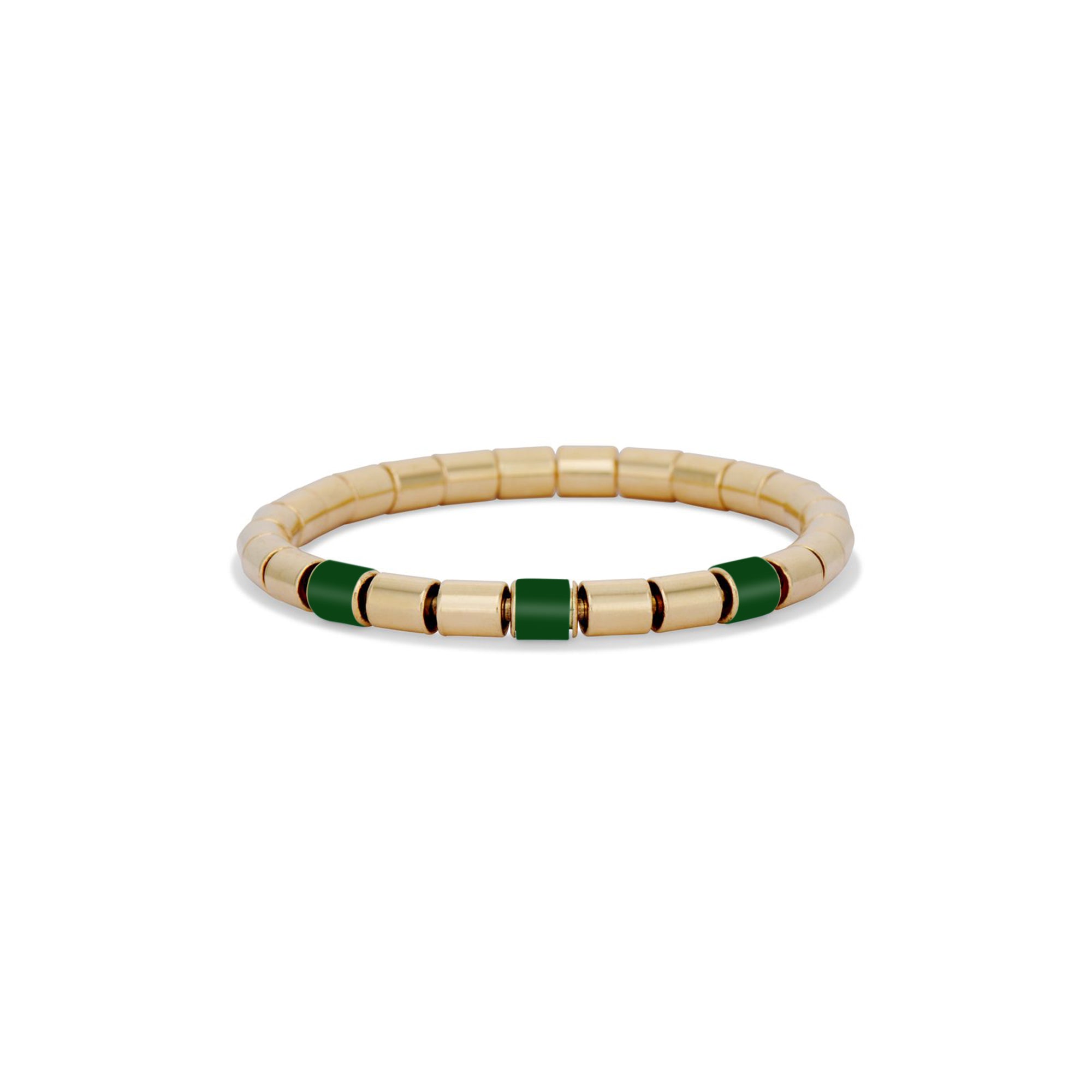 18k Gold Stretch Bracelet with Dark Green Quartz