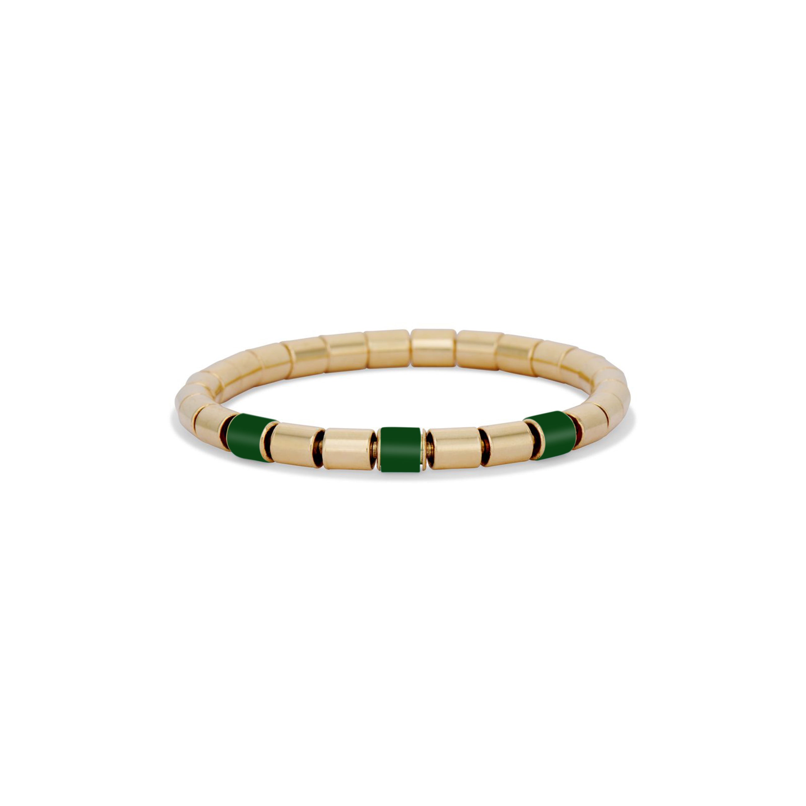 18k Gold Stretch Bracelet with Dark Green Quartz