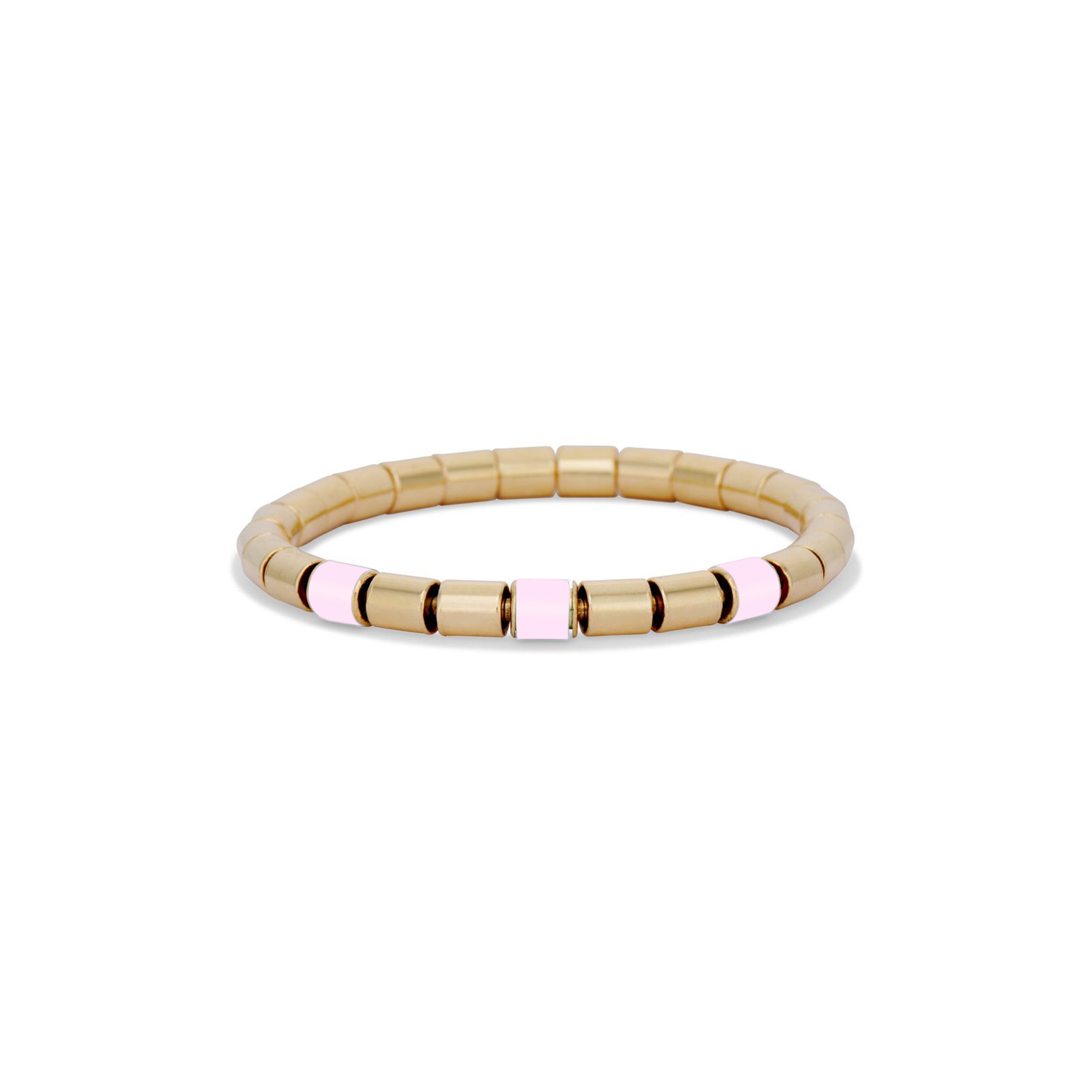 18k Gold Stretch Bracelet with Pale Pink Quartz