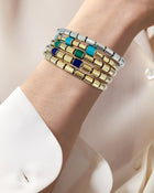 18k Gold Stretch Bracelet with Swiss Blue Topaz