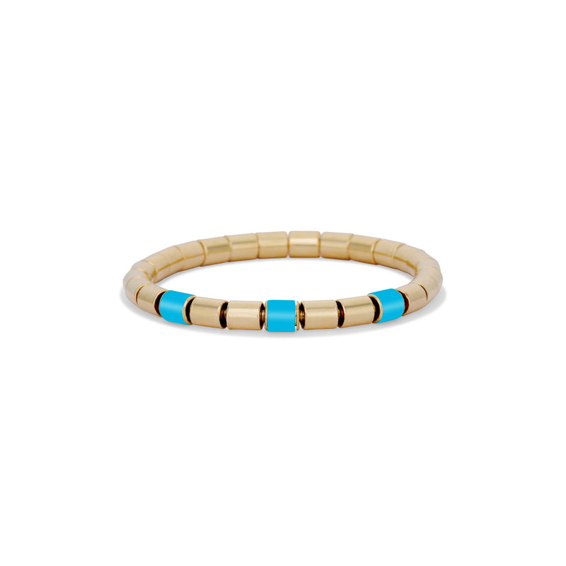 18k Gold Stretch Bracelet with Swiss Blue Topaz