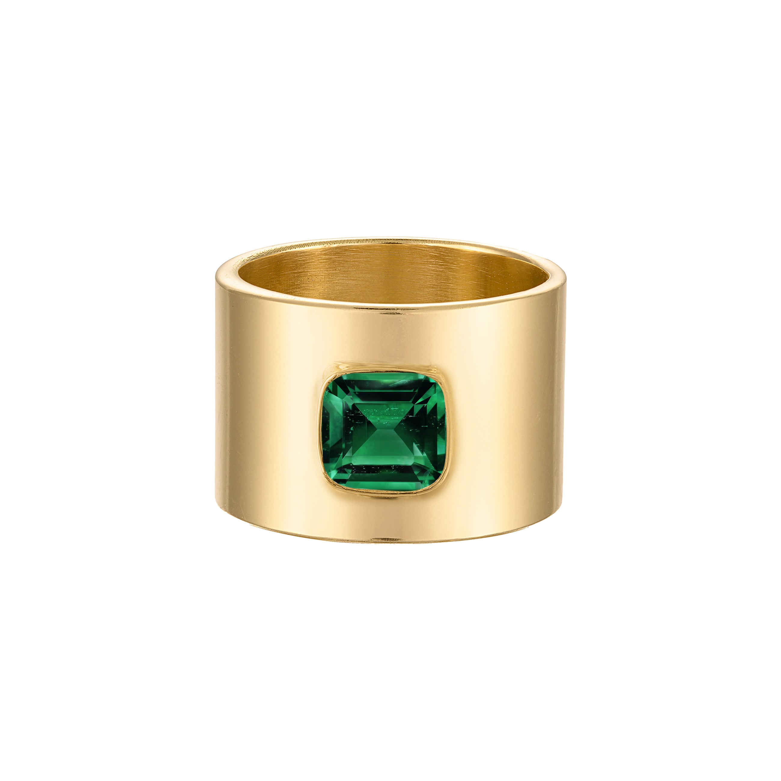 Solid 18k Gold Ring with Emerald