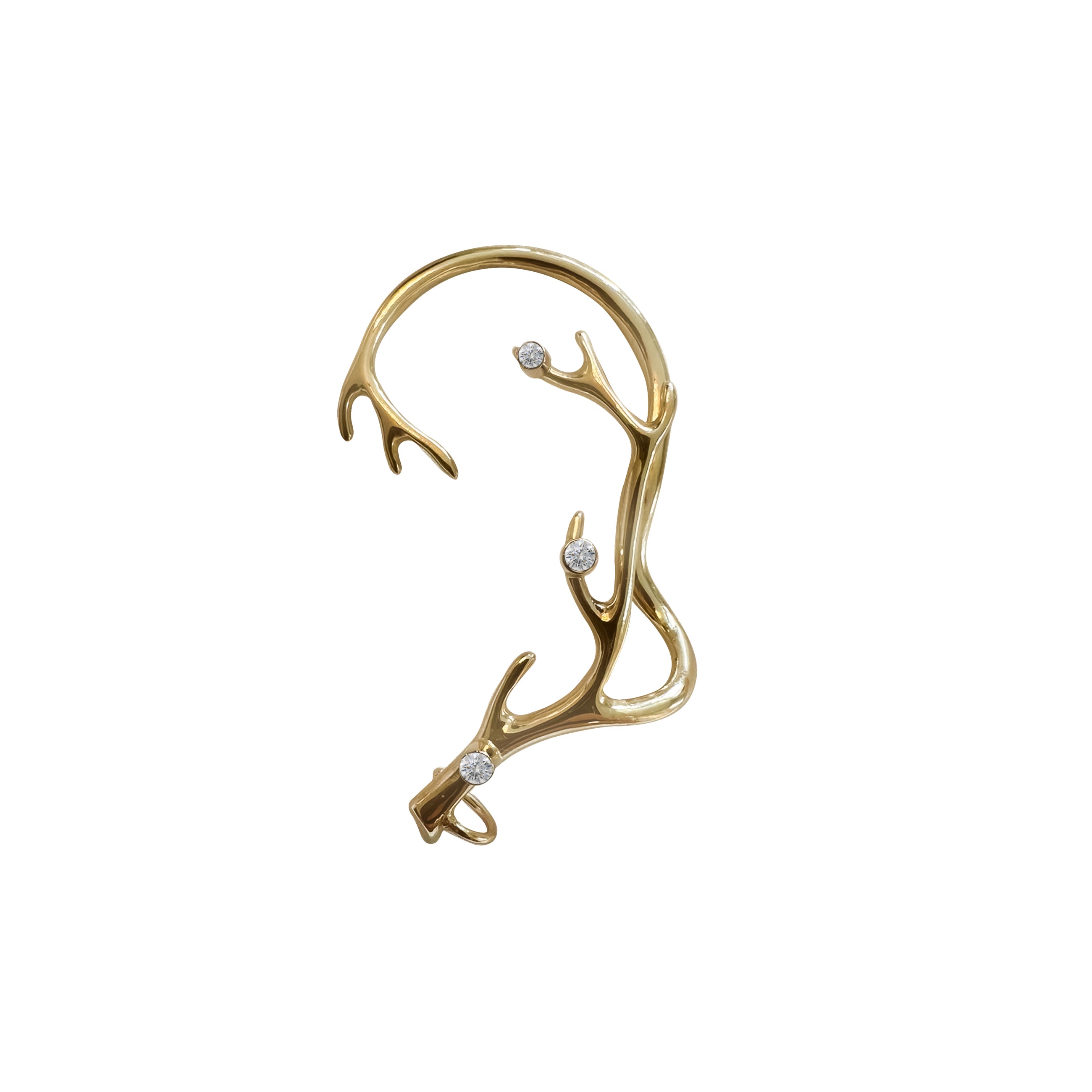 18k Gold Wire Ear Cuff with Diamonds