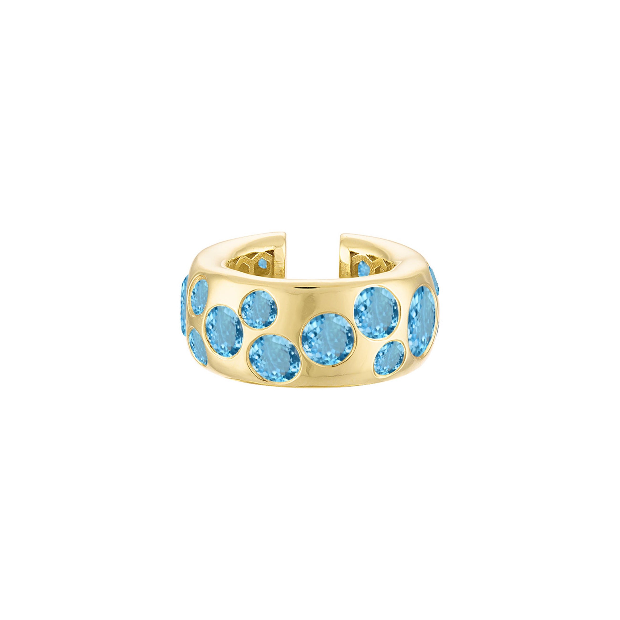 18k Gold Ear Cuff with Swiss Blue Topaz