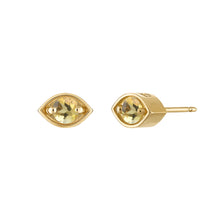 18k Gold Eye Studs with Champagne Citrine