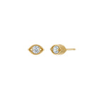 18k Gold Eye Studs with Clear Quartz