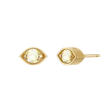 18k Gold Eye Studs with Light Yellow Citrine