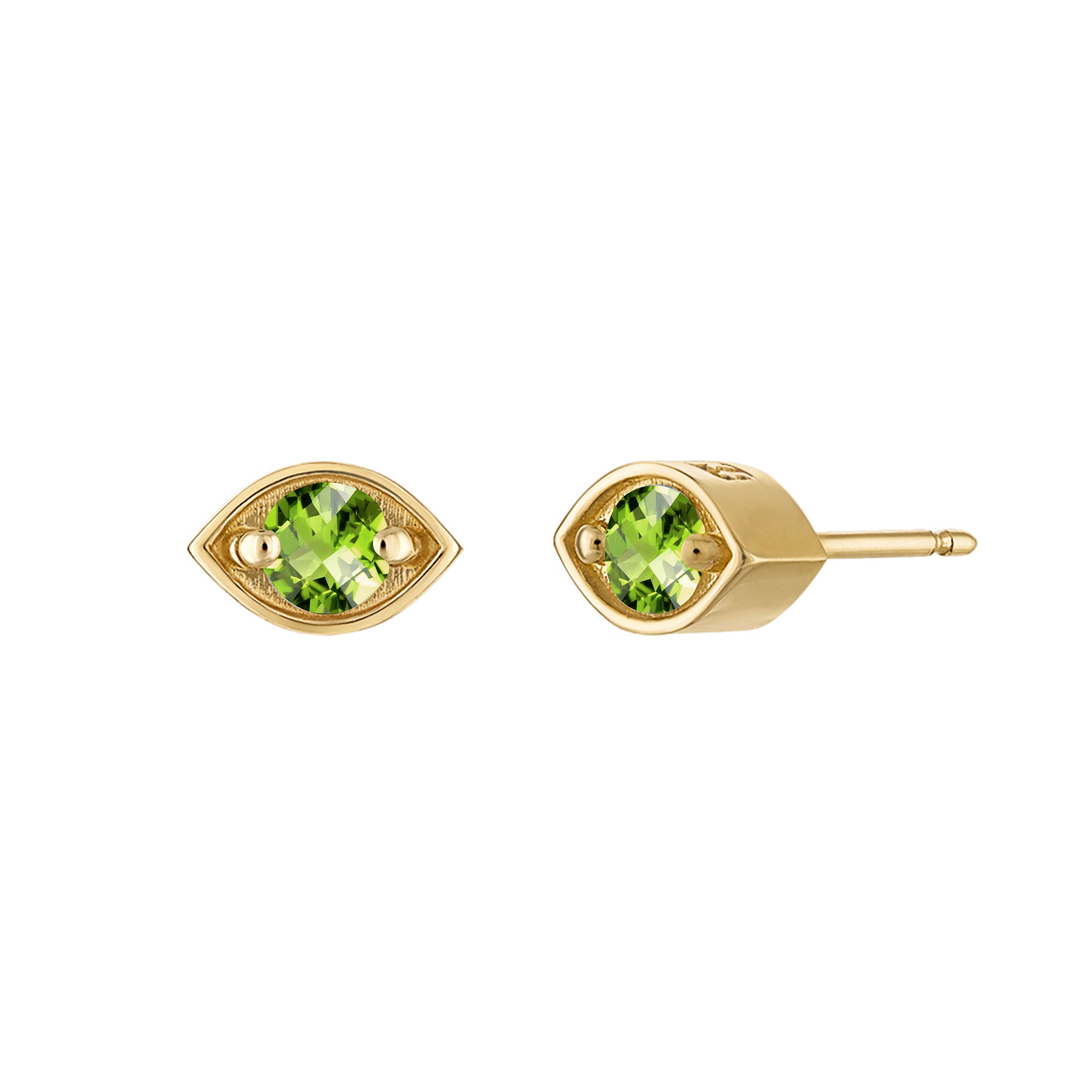 18k Gold Eye Studs with Peridot