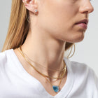 18k Gold Chain with Seminavette Cut Blue Topaz