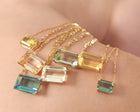 18k Gold Chain with Emerald Cut Champagne Citrine