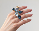 18k Gold Radiant Cut Swiss Blue Topaz Cocktail Ring