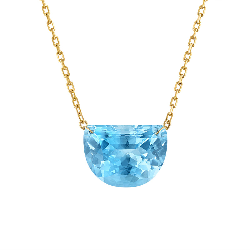 18k Gold Chain with Seminavette Cut Blue Topaz