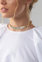 18K Gold Choker Necklace with Paved Diamond Design