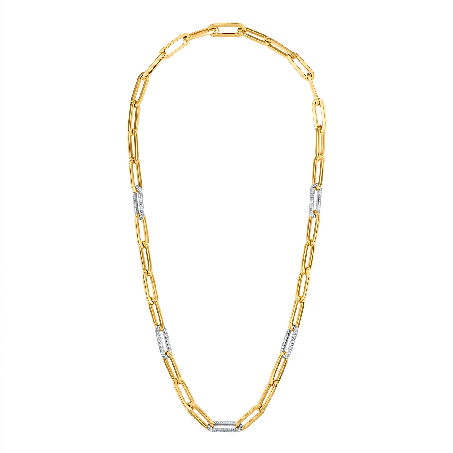 18k Gold Signature Chain Necklace with Diamonds (Invisible pendant extender included)