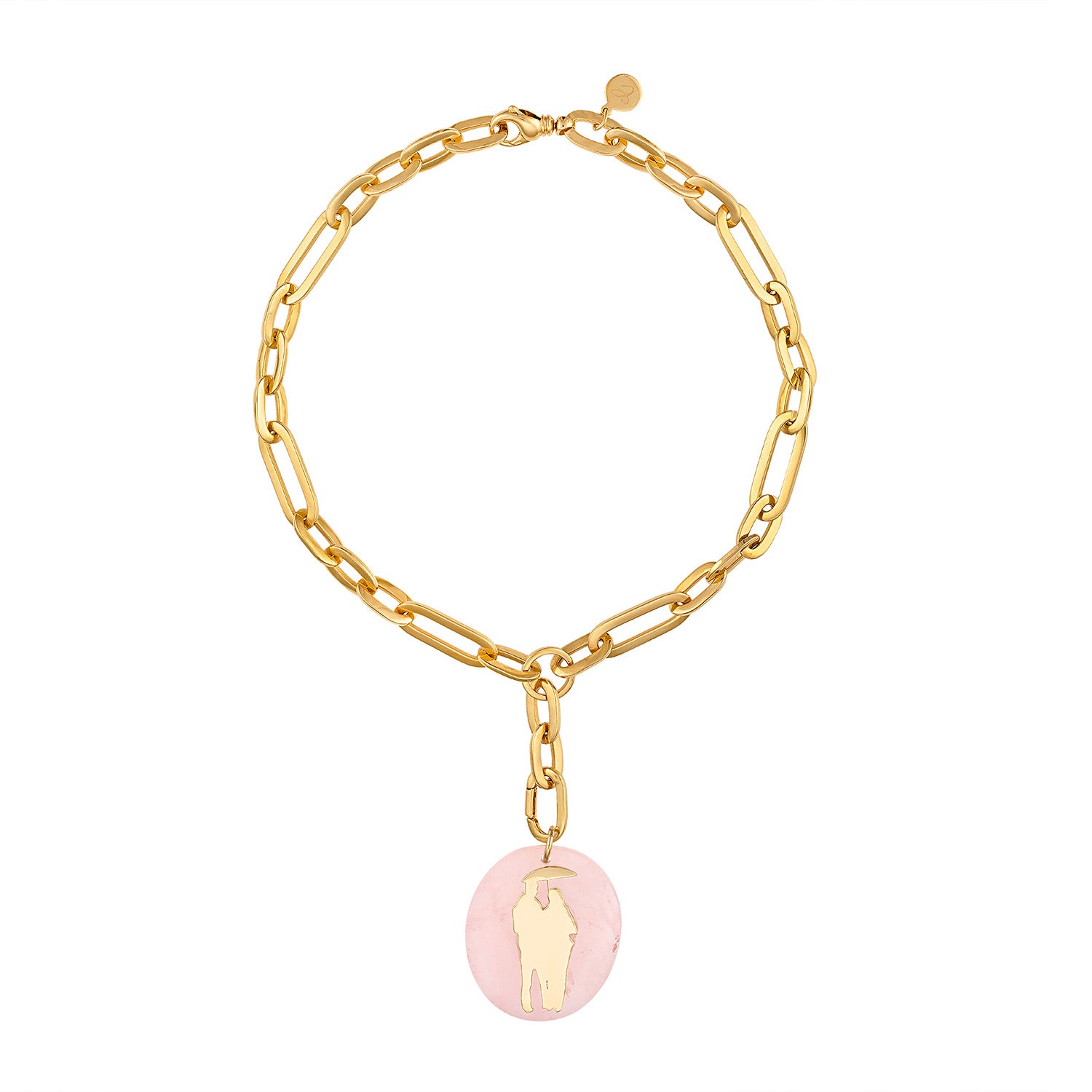 18k Gold Signature Chain with Lovers Pendant