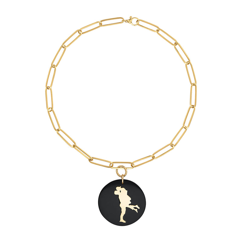 18k Gold Signature Chain with Lovers Pendant