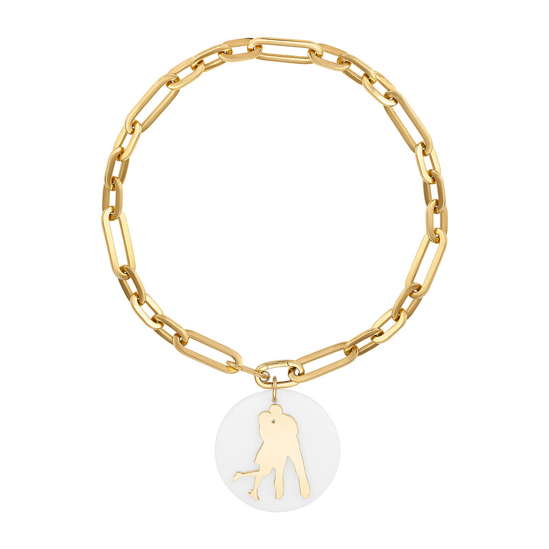 18k Gold Signature Chain with Lovers Pendant