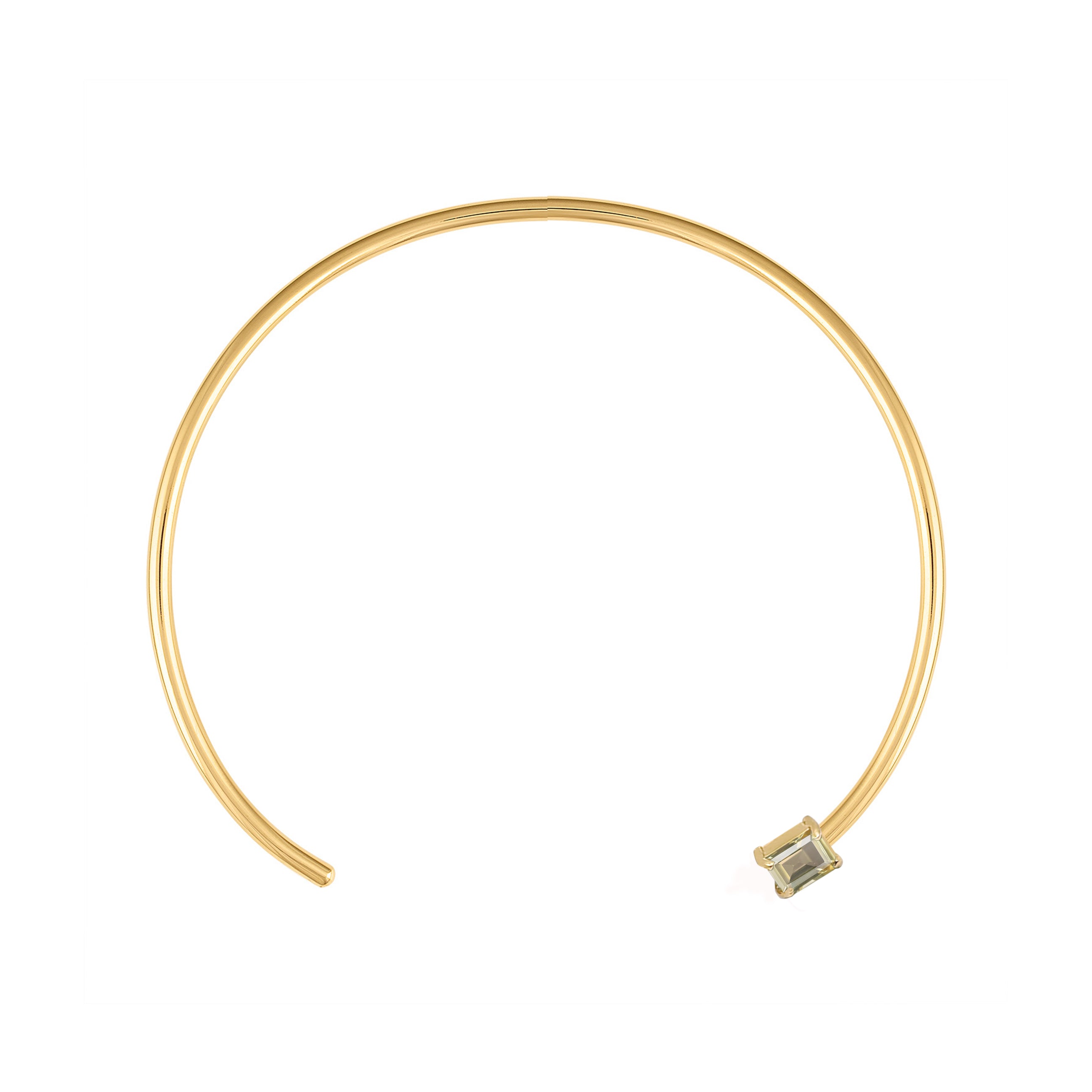 18k Gold Wire Choker with Emerald Cut Champagne Citrine