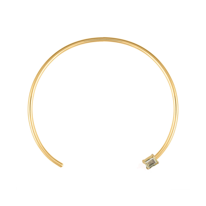 18k Gold Wire Choker with Emerald Cut Champagne Citrine