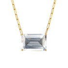 18k Gold Chain with Emerald Cut Clear Quartz