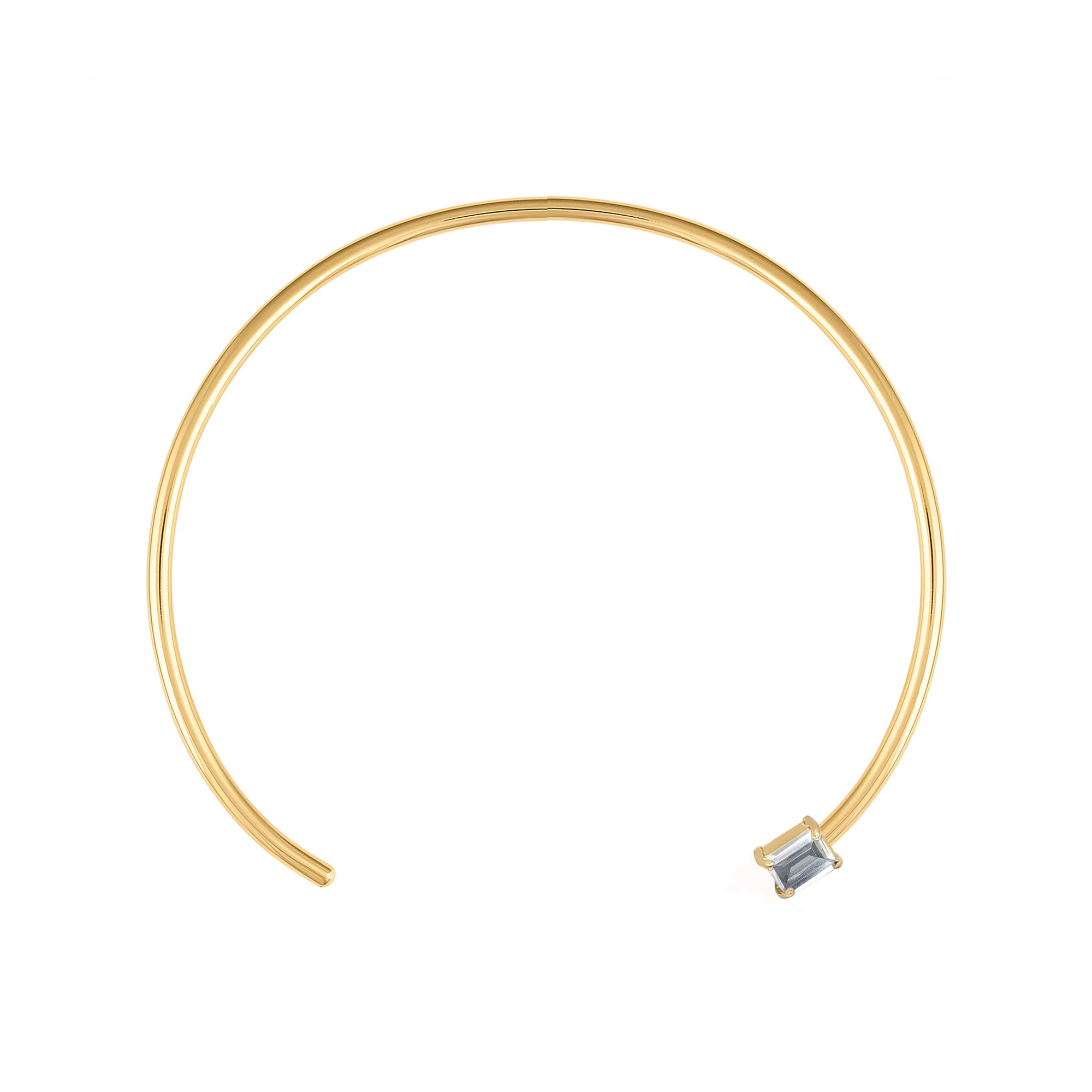 18k Gold Wire Choker with Emerald Cut Clear Quartz