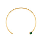 18k Gold Wire Choker with Emerald Cut Dark Green Quartz