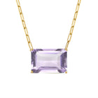 18k Gold Chain with Emerald Cut Lavender Amethyst