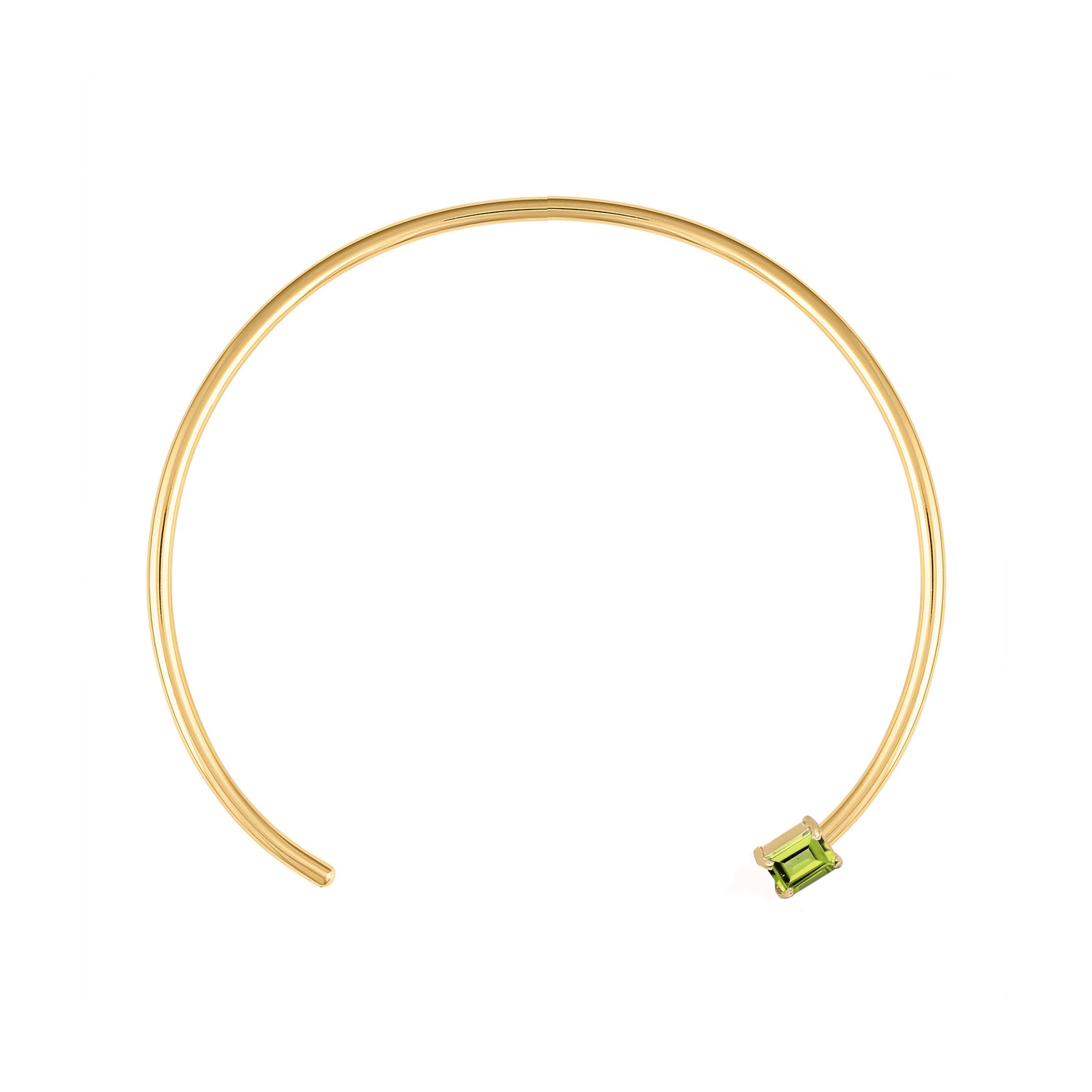 18k Gold Wire Choker with Emerald Cut Peridot