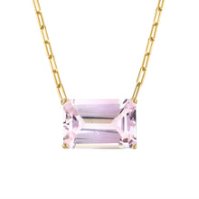 18k Gold Chain with Emerald Cut Pale Pink Quartz