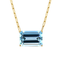 18k Gold Chain with Emerald Cut Blue Swiss Topaz