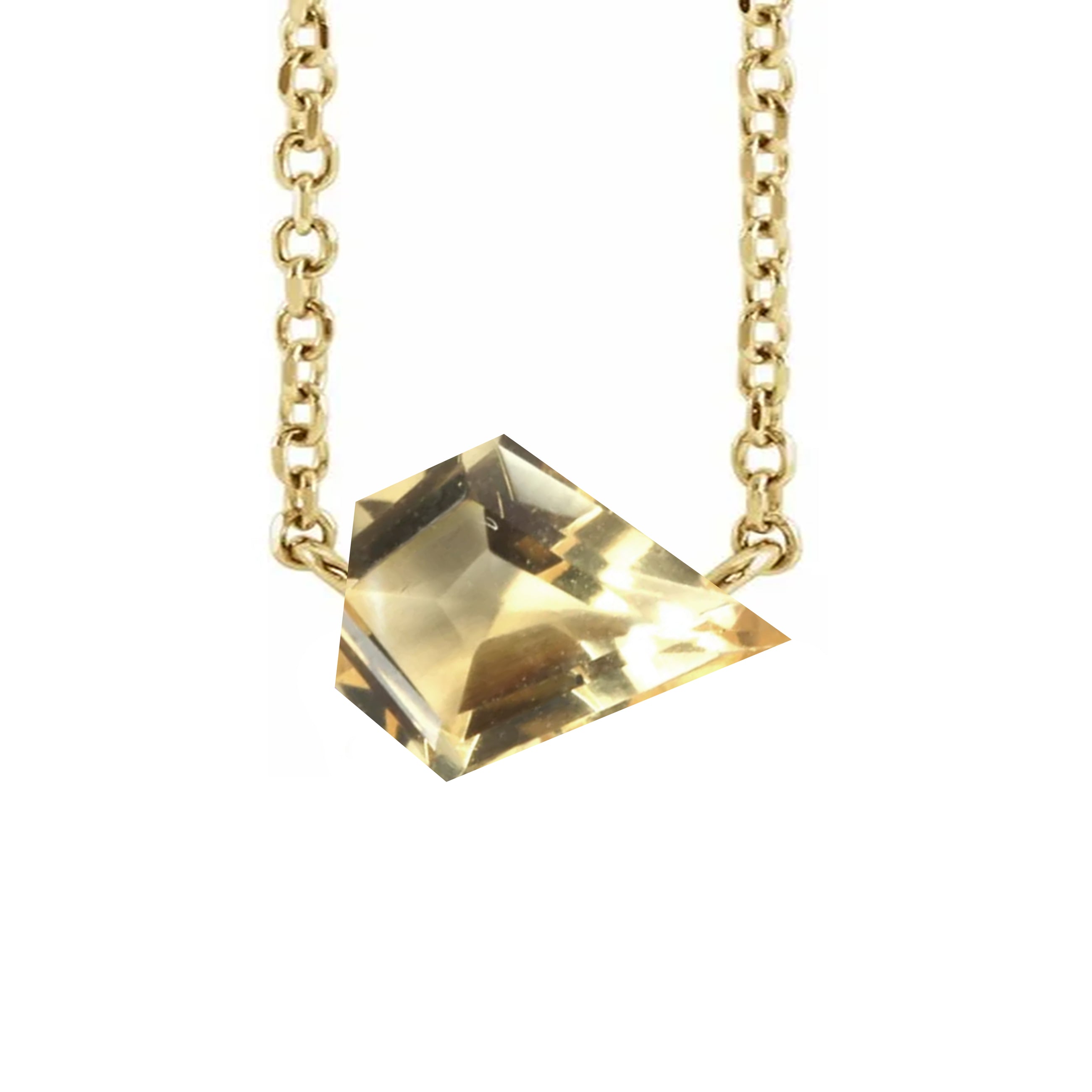 18k Gold Chain with Kite Cut Champagne Citrine